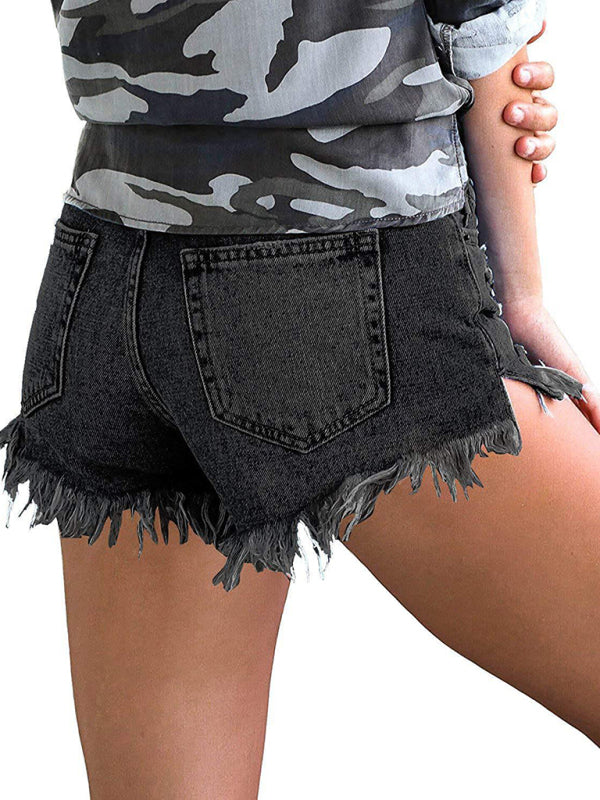 women's casual tassel high waist denim shorts