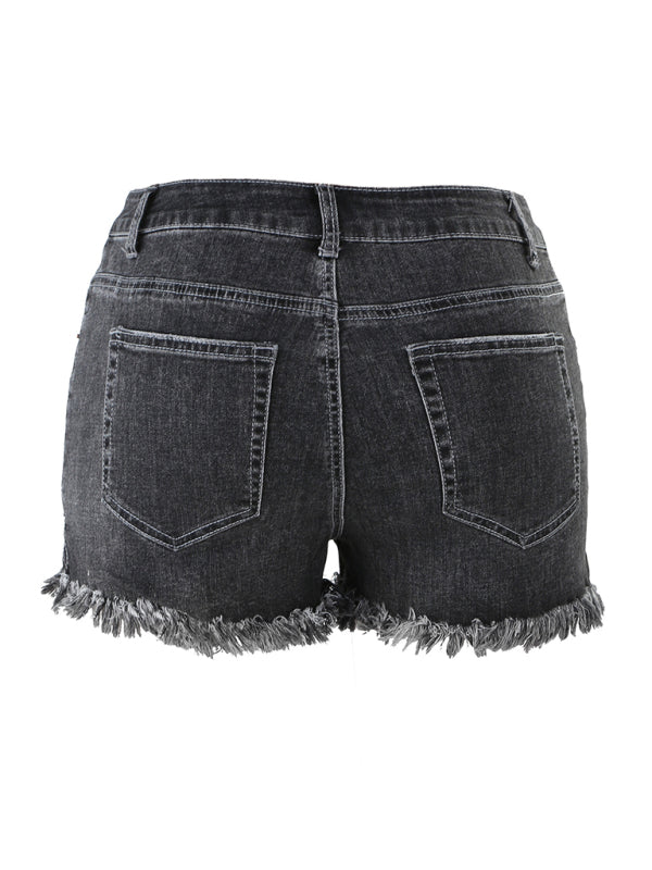 women's casual tassel high waist denim shorts
