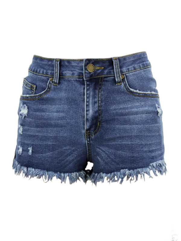 women's casual tassel high waist denim shorts