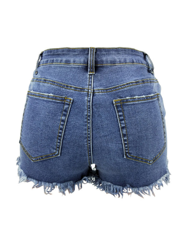 women's casual tassel high waist denim shorts