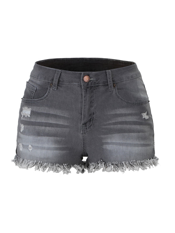 women's casual tassel high waist denim shorts