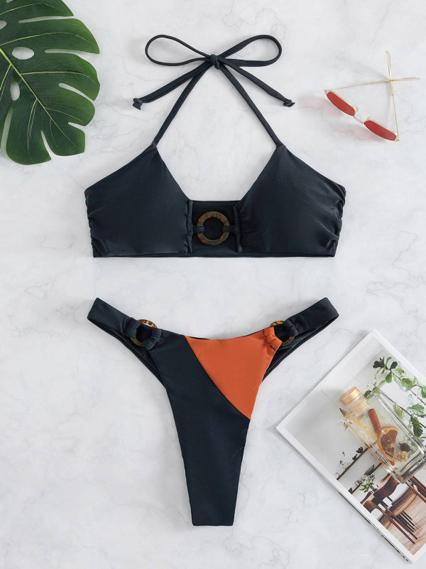 women's sexy color matching bikini set