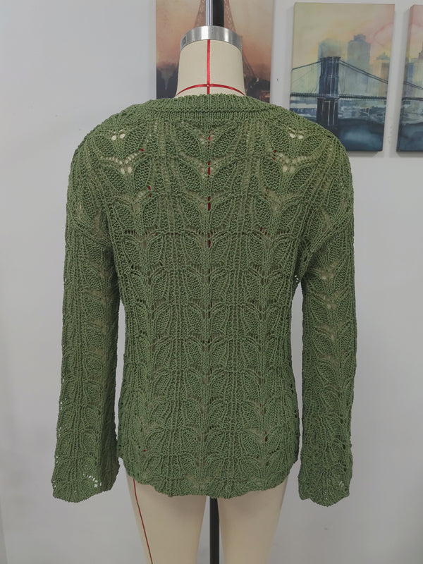 FZ Women's hollow pullover round neck loose sweater top - FZwear