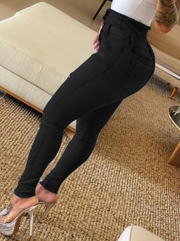 FZ Women's high waist ripped denim pencil pants - FZwear