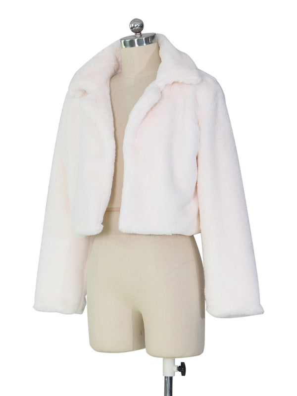 FZ Women's faux leather lapel short jacket - FZwear