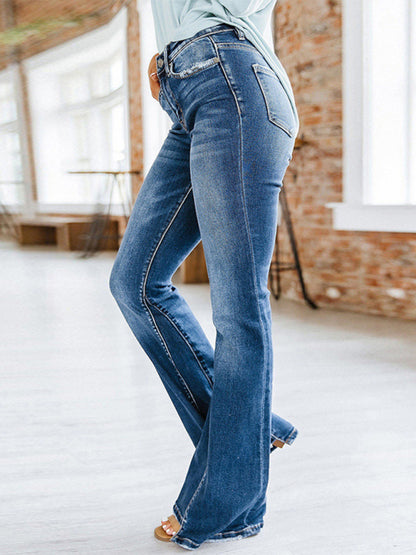 FZ Women's Slim High Waist Slightly Flared Denim Pants - FZwear
