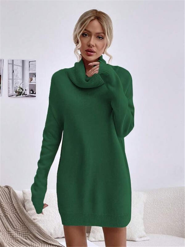 FZ Women's loose turtleneck knitted sweater dress - FZwear