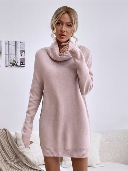 FZ Women's loose turtleneck knitted sweater dress - FZwear