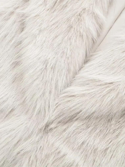 FZ women's warm lapel loose faux fur effect jacket