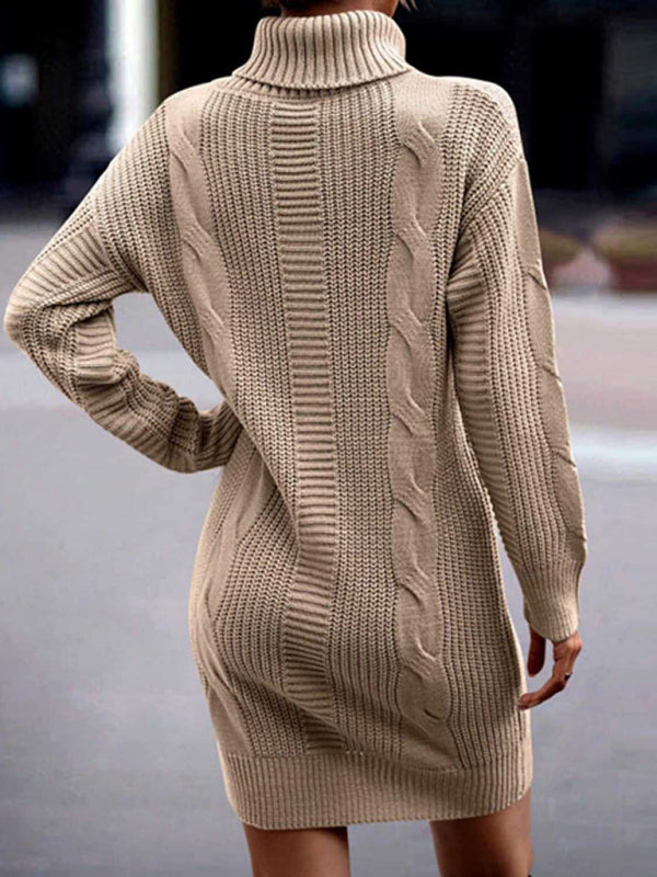 FZ Women's Mid-Length Turtleneck Long Sleeve Sweater Dress - FZwear