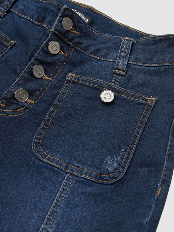 FZ Women's stretch slim fit spliced high waist flared denim pants - FZwear