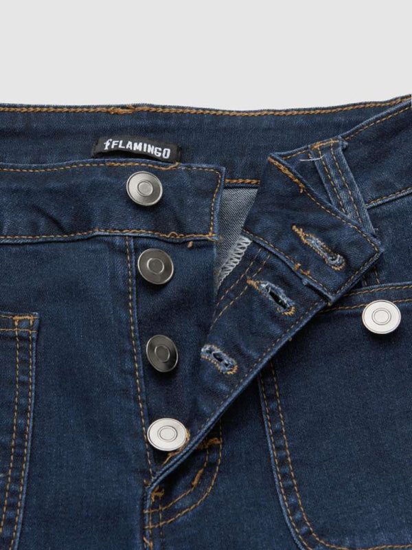 FZ Women's stretch slim fit spliced high waist flared denim pants - FZwear