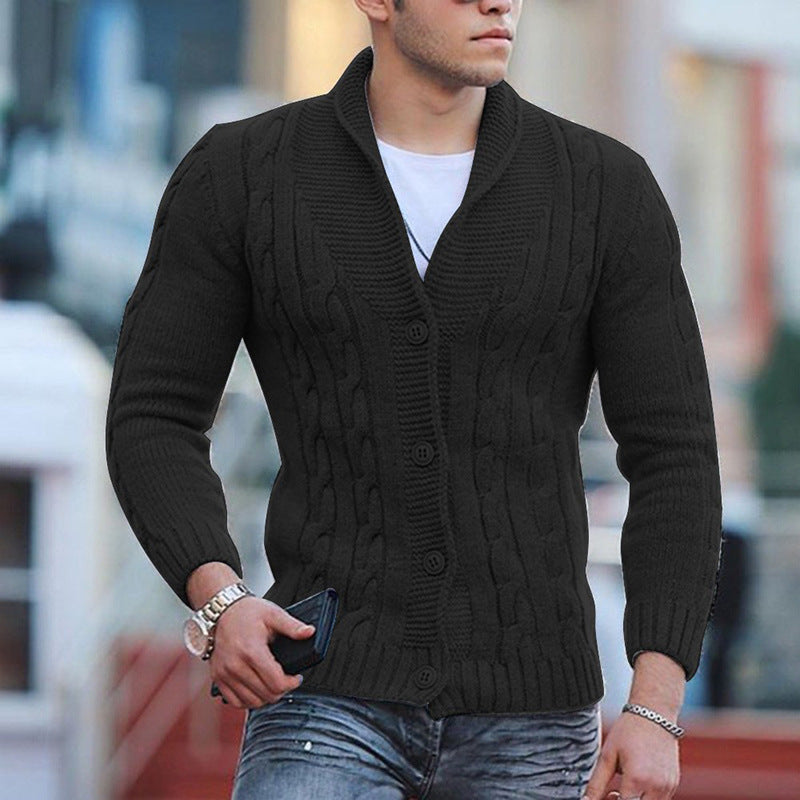 new sweater men's knitted cardigan solid color slim men's jacket